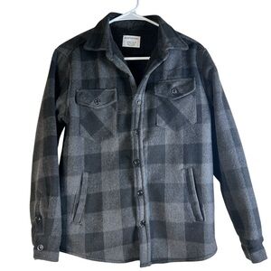 Distortion Boys Plaid Flannel Button Up Gray Black Sherpa Lined Size L (14-16)